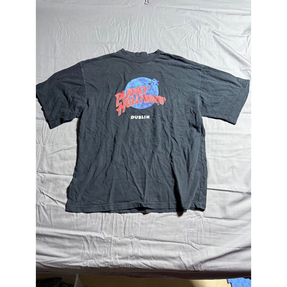 Planet Hollywood T-Shirt Mens Medium Black Good Dublin Graphic Vintage Logo Tee